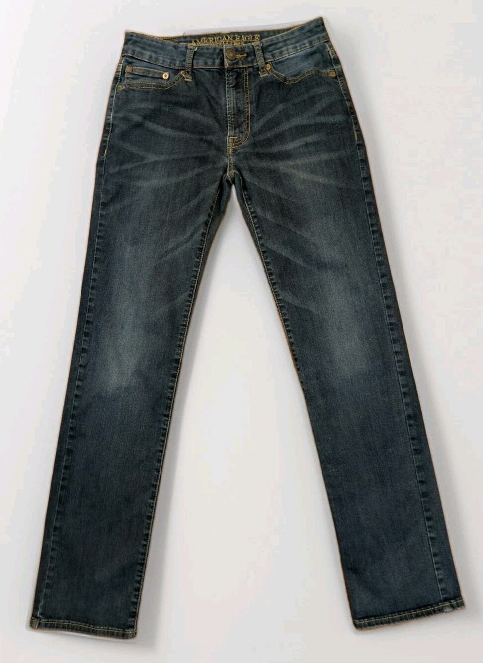 American Eagle Mens Jeans 29x32 Slim Straight Stretch Dark Wash Denim AE